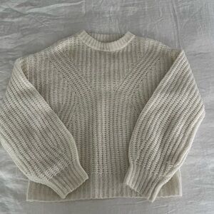 a new day white pullover sweater with balloon sleeves, XS